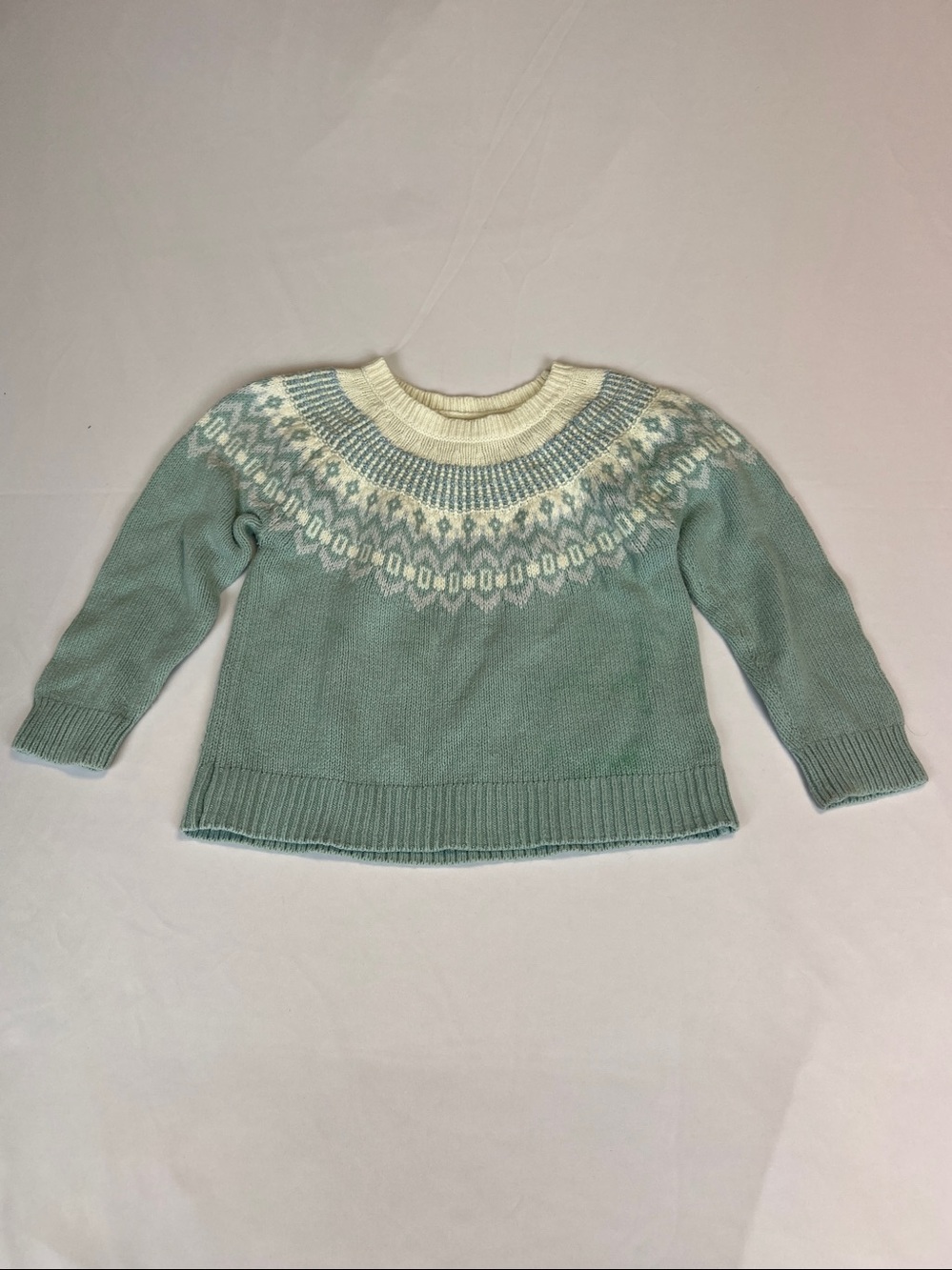 Baby Gap Kids Blue Cream Pullover Fair Isle Crewneck Sweater Size 5T EUC